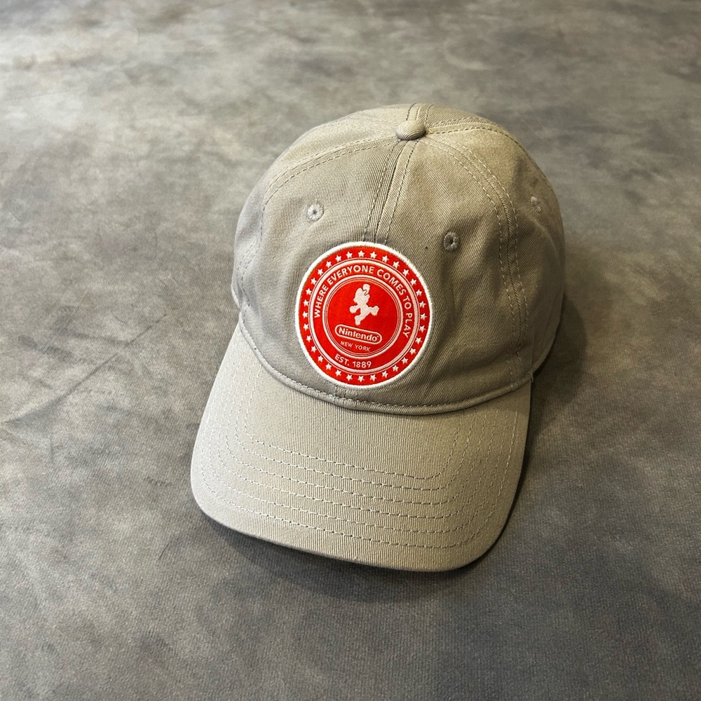 Nintendo Khaki Baseball Hat with Red Crest Patch